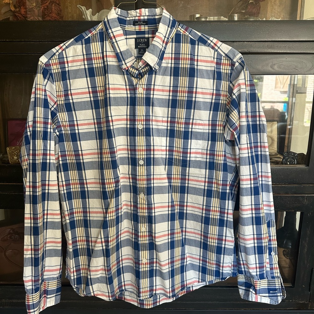 J. Crew Men's Multicolor Plaid Button Down Shirt Slim Tucked